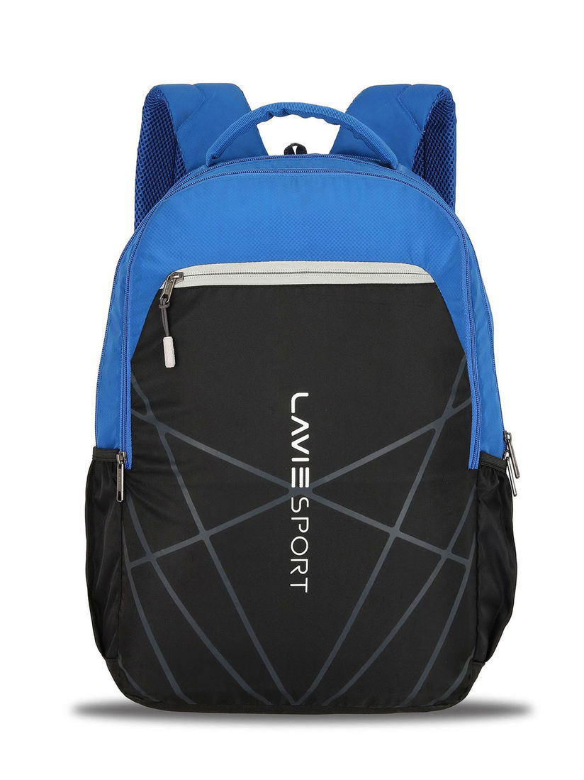 lavie black and blue twist backpack