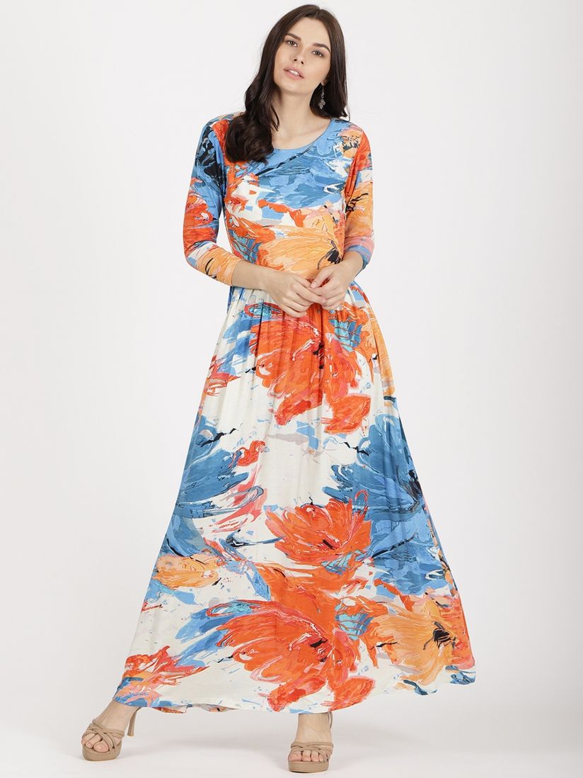 orange full length dress