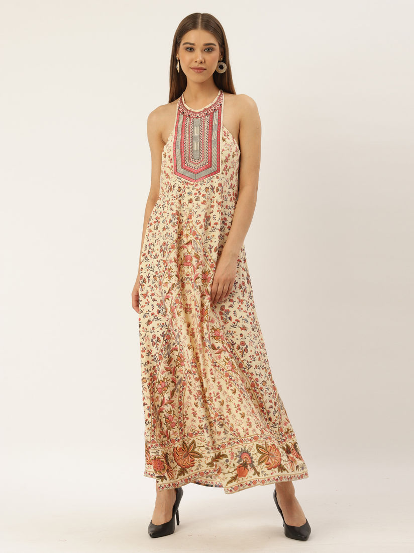 halter neck floral dress