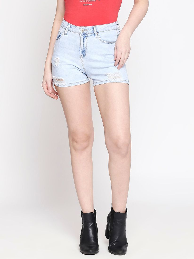 Lee Cooper Bottoms Pants And Trousers Buy Lee Cooper Light Blue Solid Shorts Online Nykaa Fashion