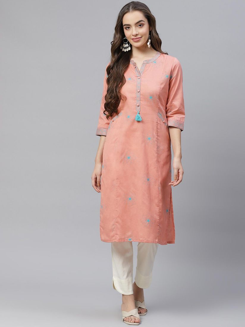 Blue Floral Printed Pastels Kurta