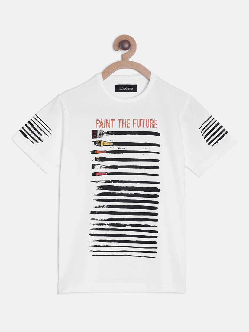 Ladore T Shirts Buy Ladore White Paint The Future Printed Round Neck Cotton T Shirt Online Nykaa Fashiion