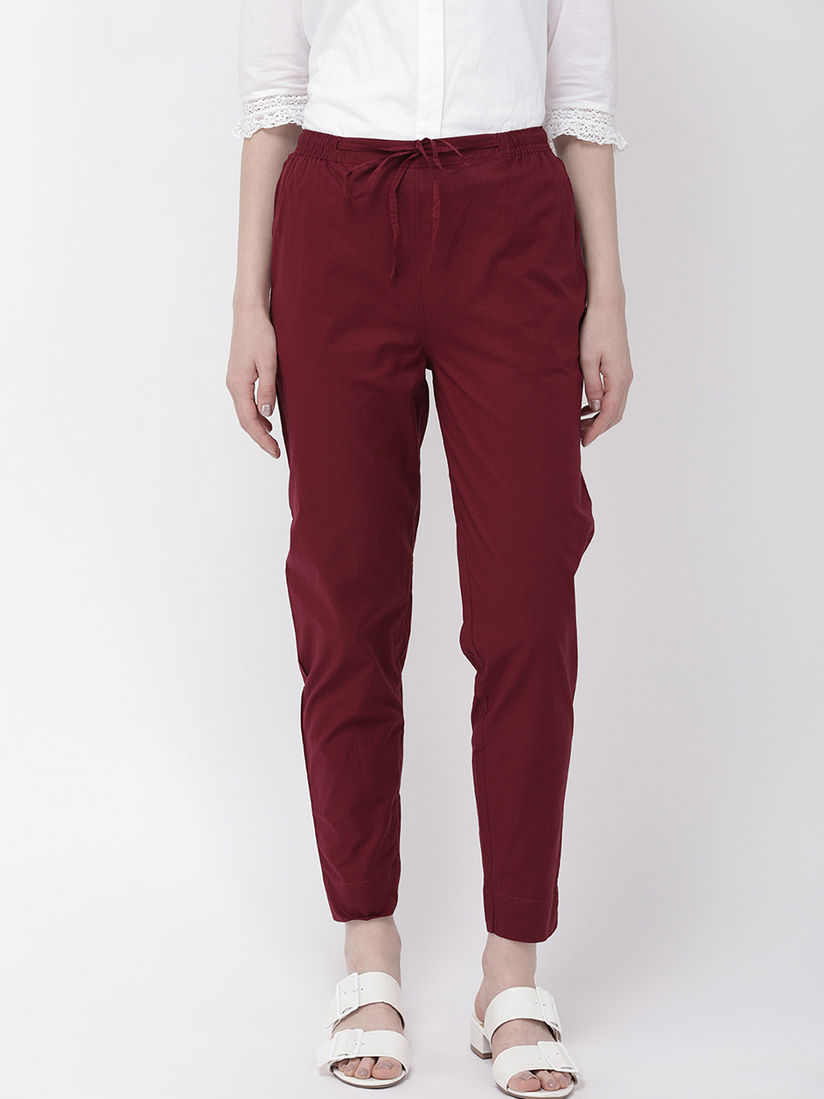 Maroon cotton pants clearance