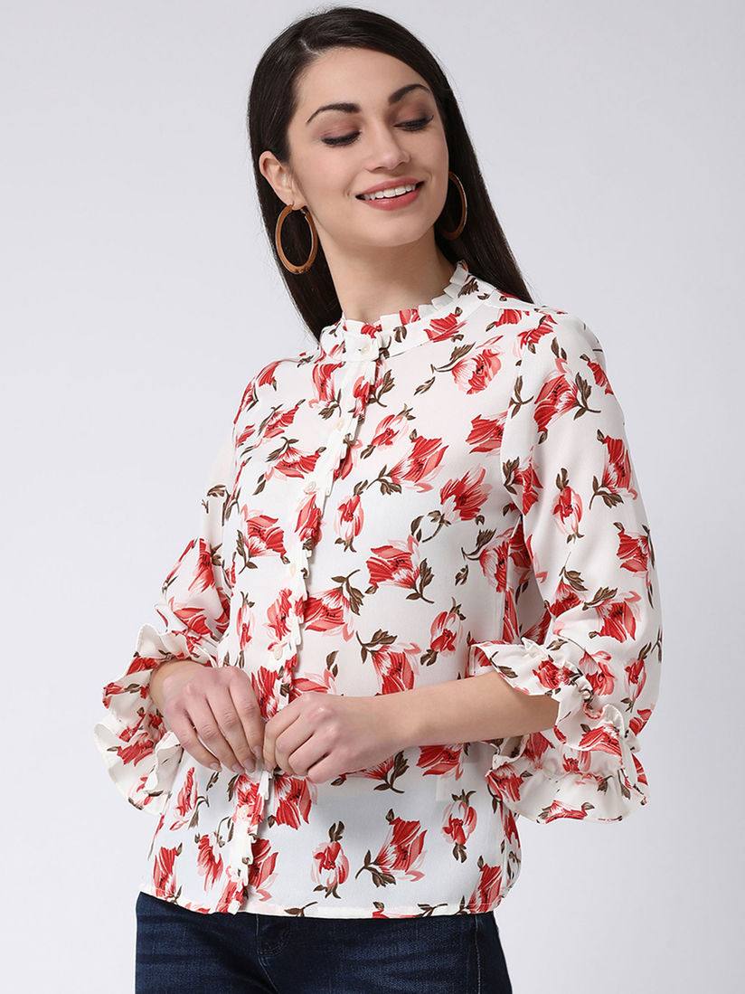 White printed tops clearance