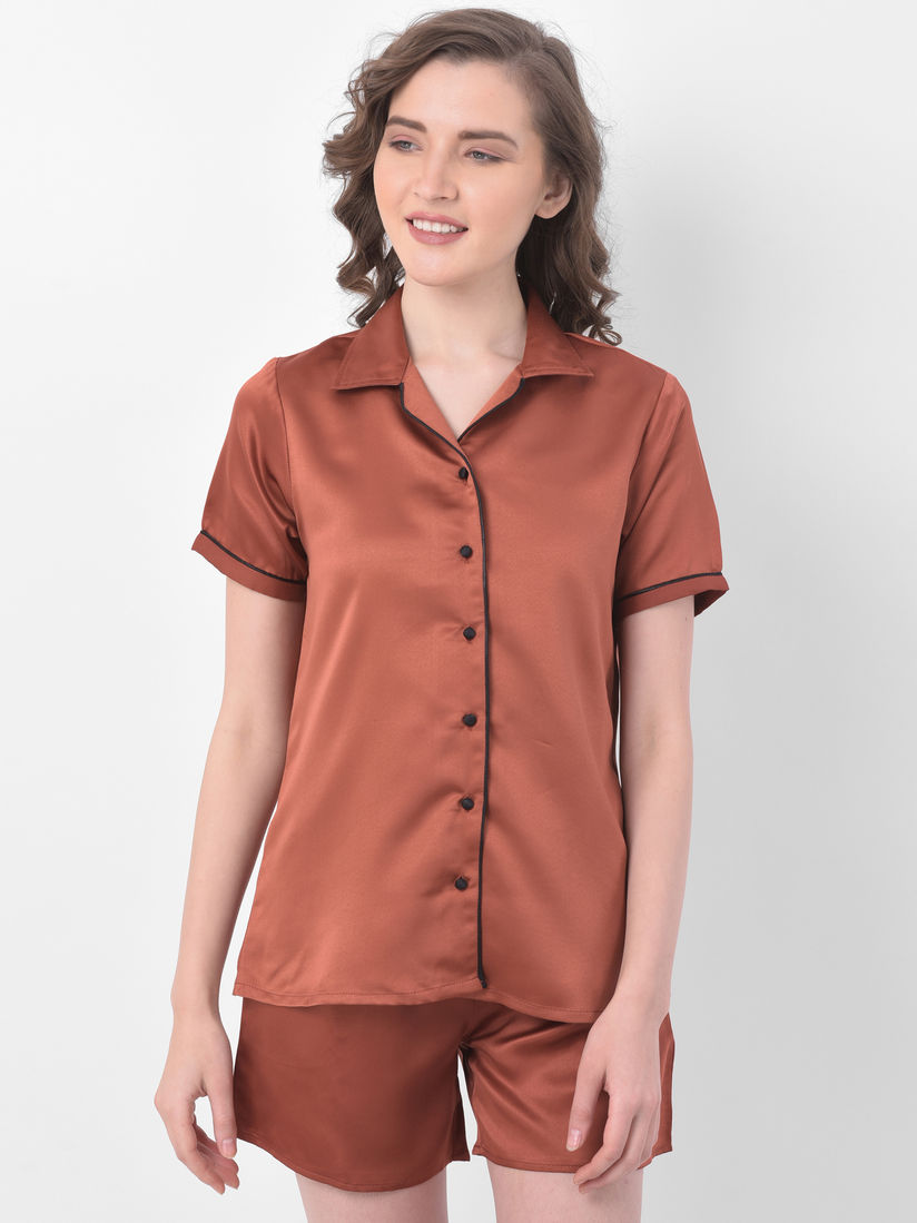 satin button down shirt short sleeve