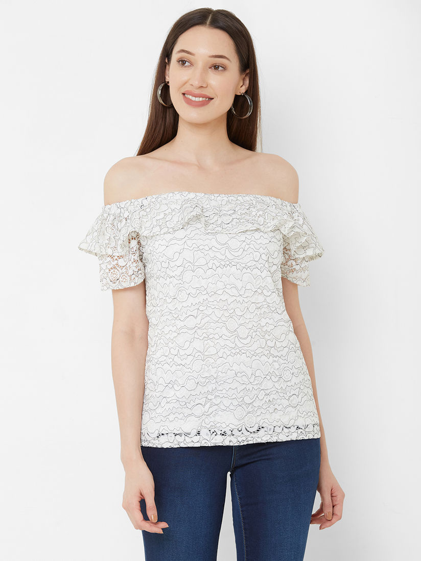 White lace bardot top clearance