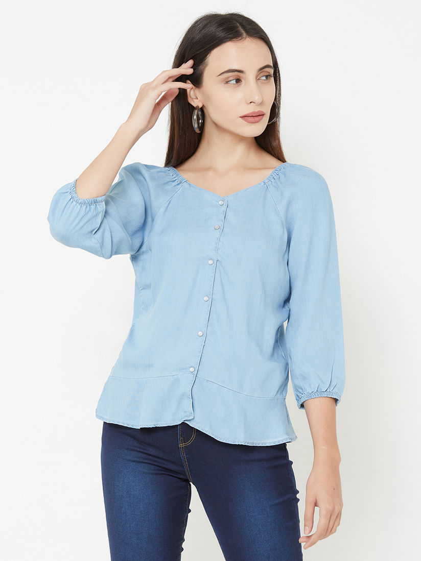 Sky blue jeans with top clearance
