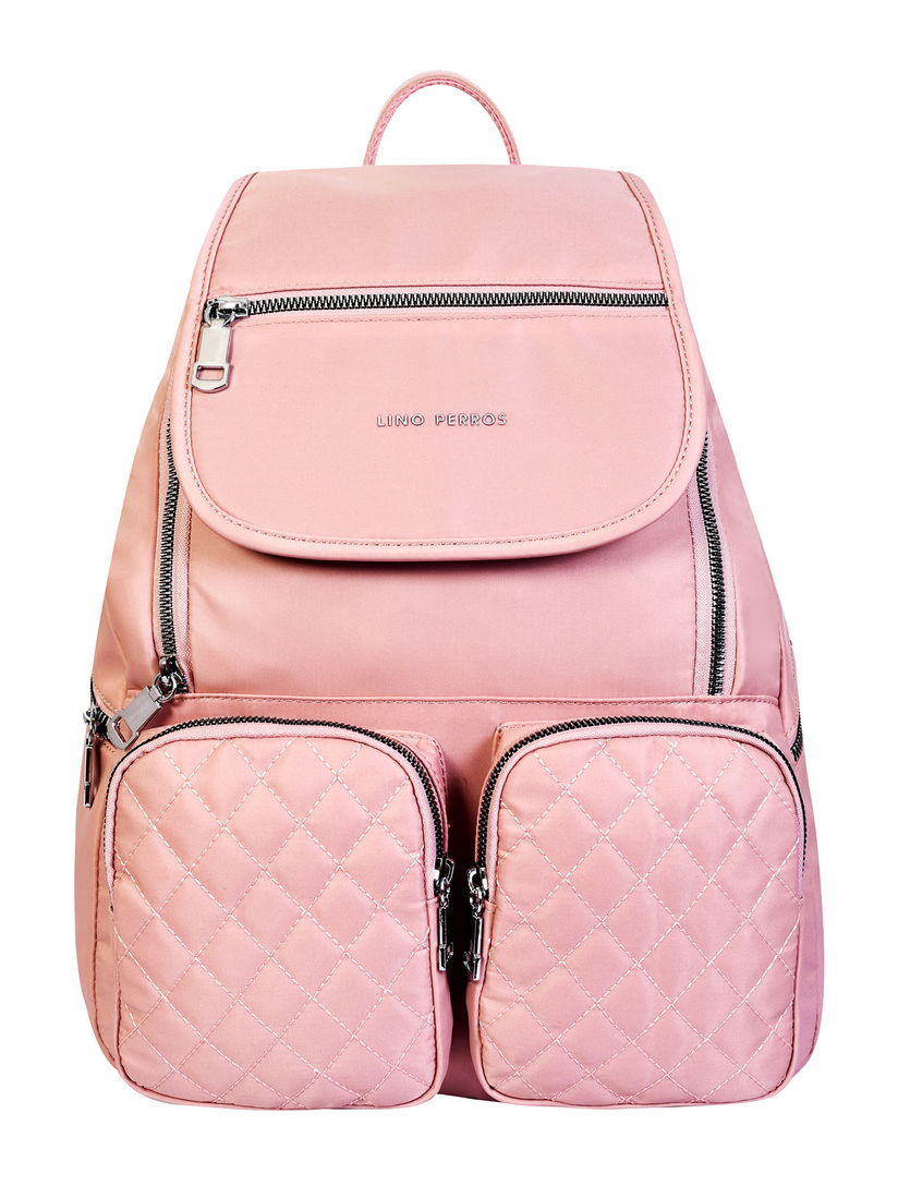 pink quilted backpack