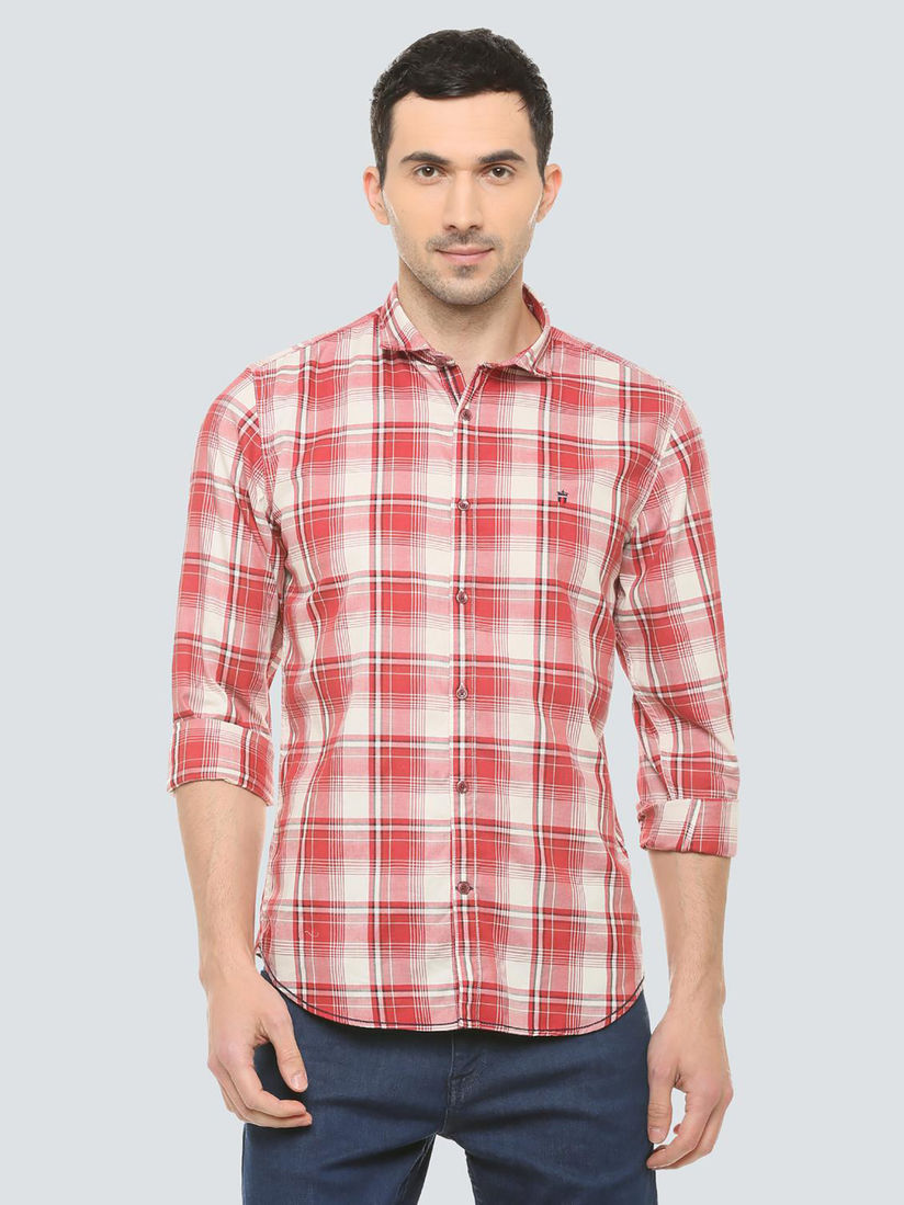 Louis philippe red check shirts clearance