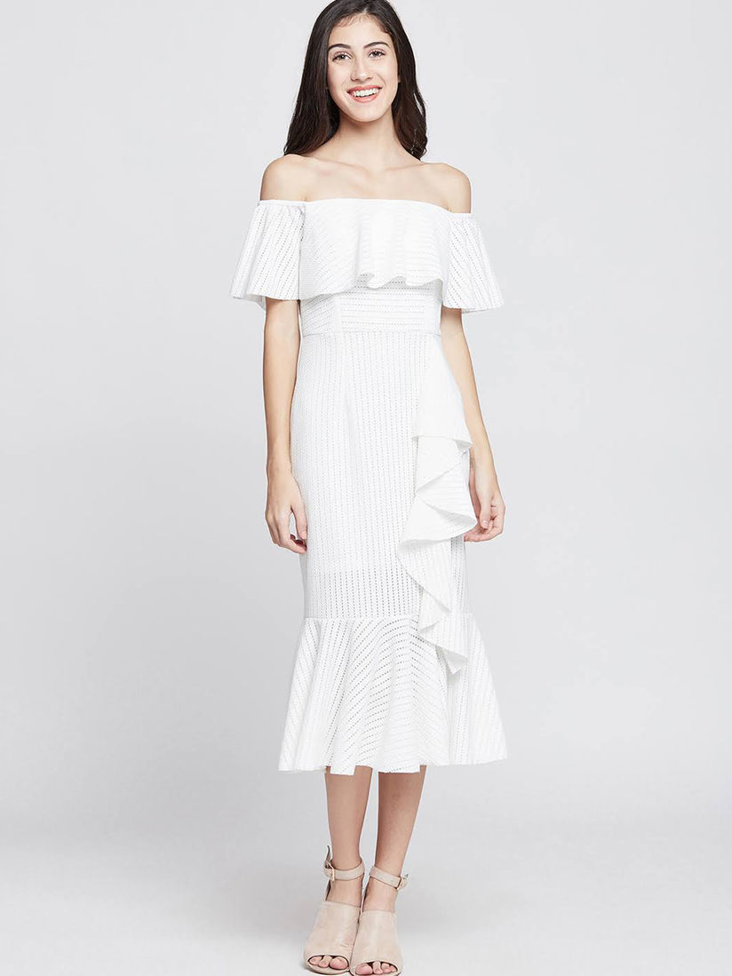 Buy Madame White Casual Printed Dresses 