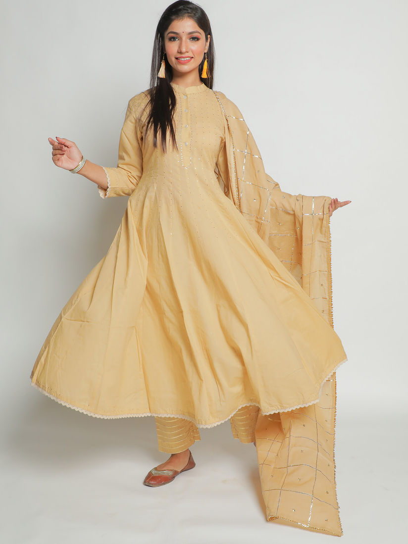 Maison Shefali Salwar Suits And Sets Buy Maison Shefali Kanak Ghera Anarkali Suit Set Of 3 Online Nykaa Fashion Teal georgette embroidered anarkali kurta dupatta set. maison shefali kanak ghera anarkali suit set of 3