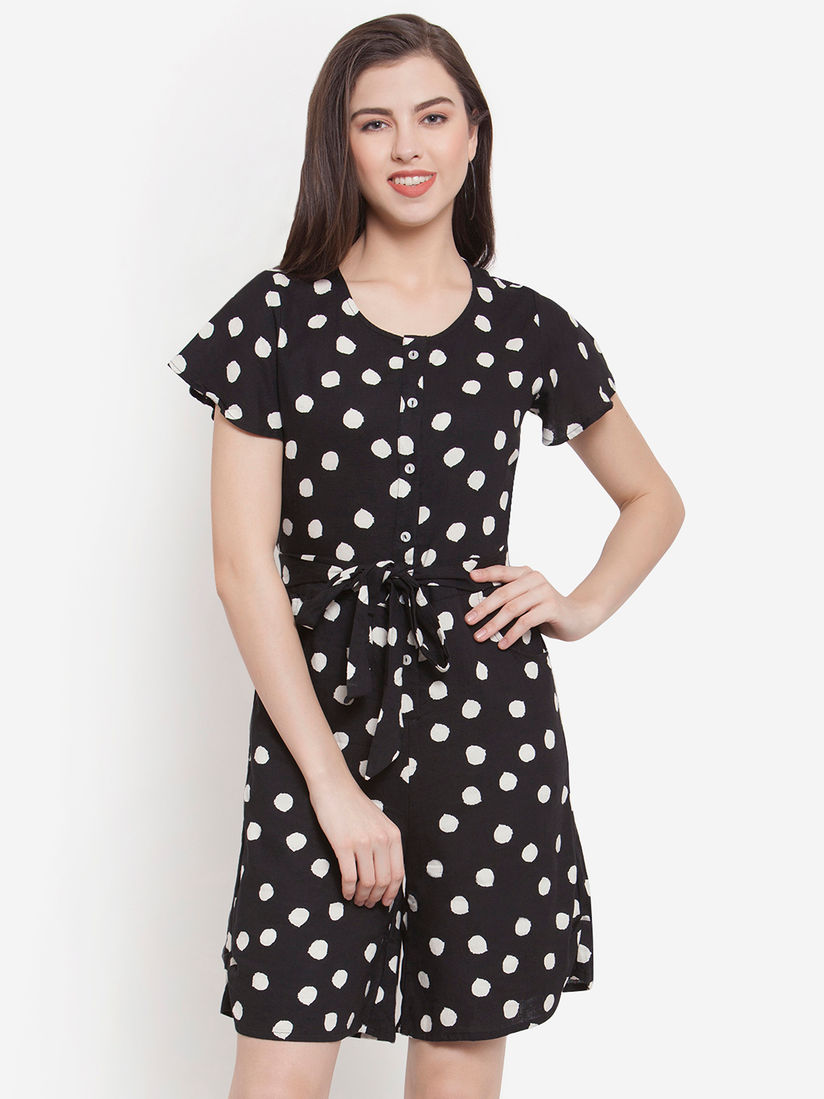 black and white polka dot playsuit
