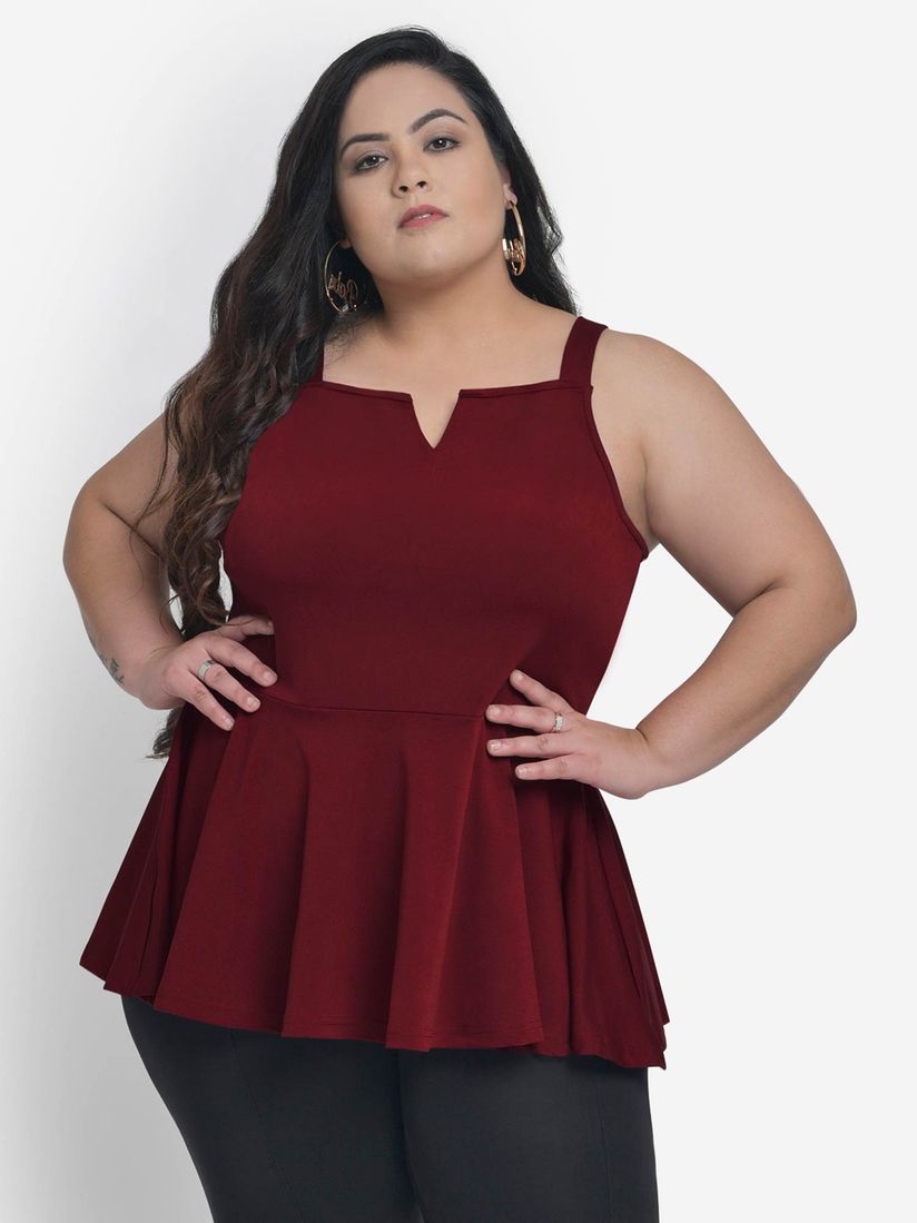 maroon peplum top