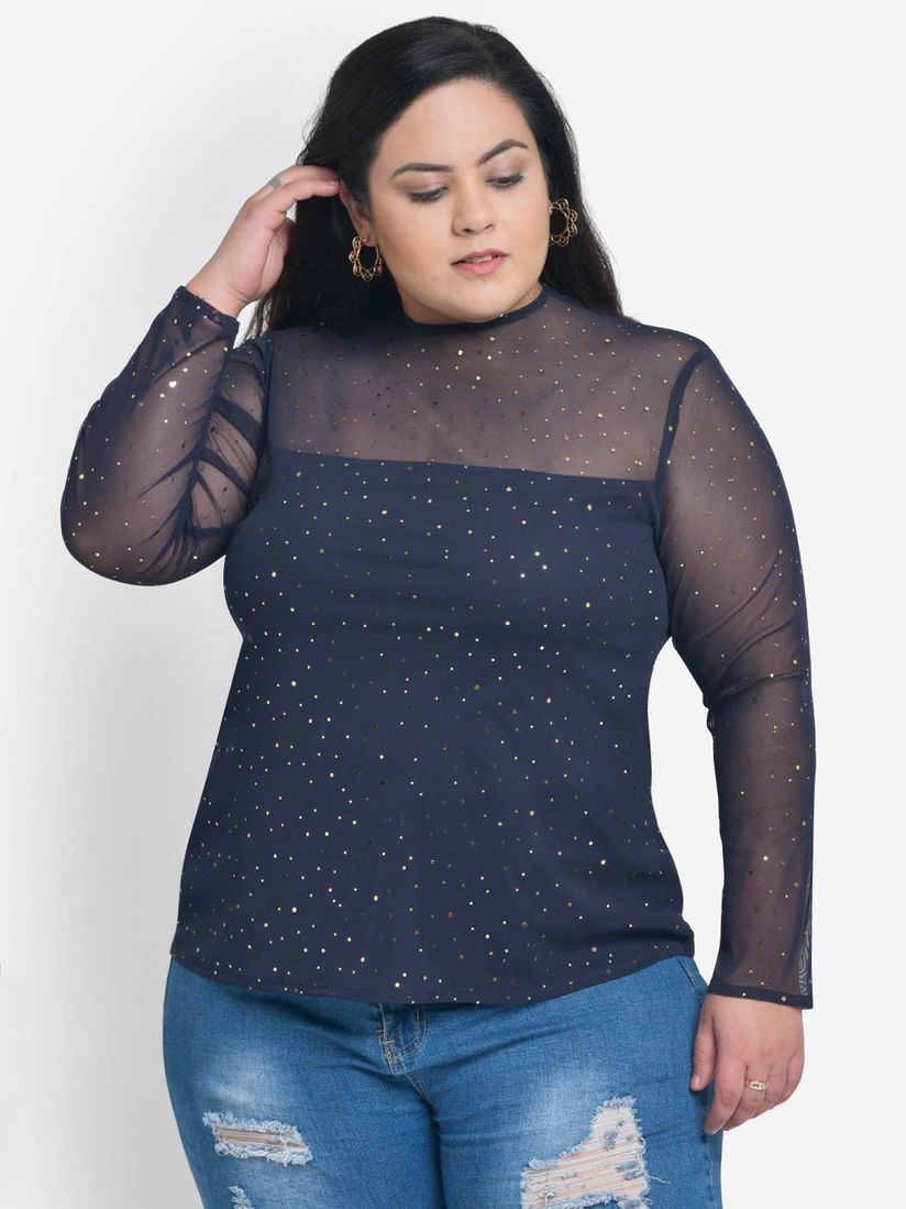navy sheer top