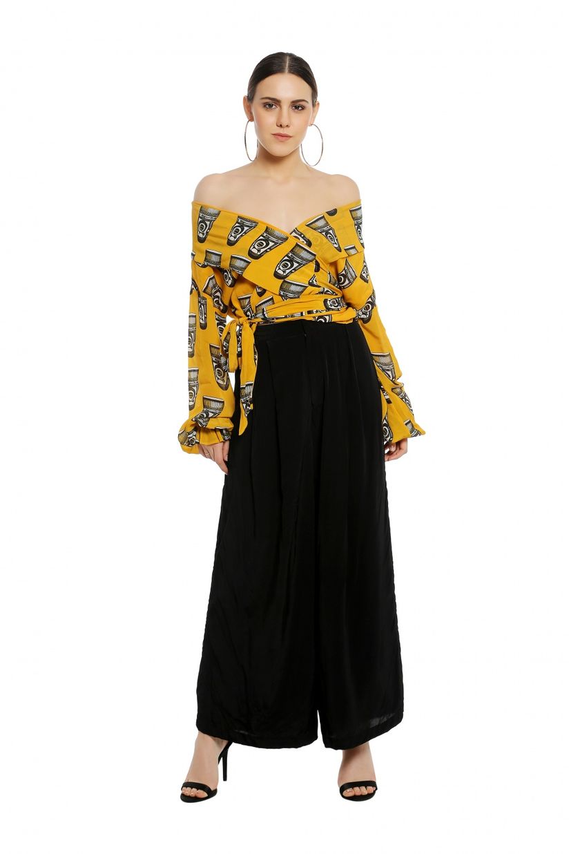 Masaba Sets Buy Masaba Yellow Vintage Glass Wrap Top With Black