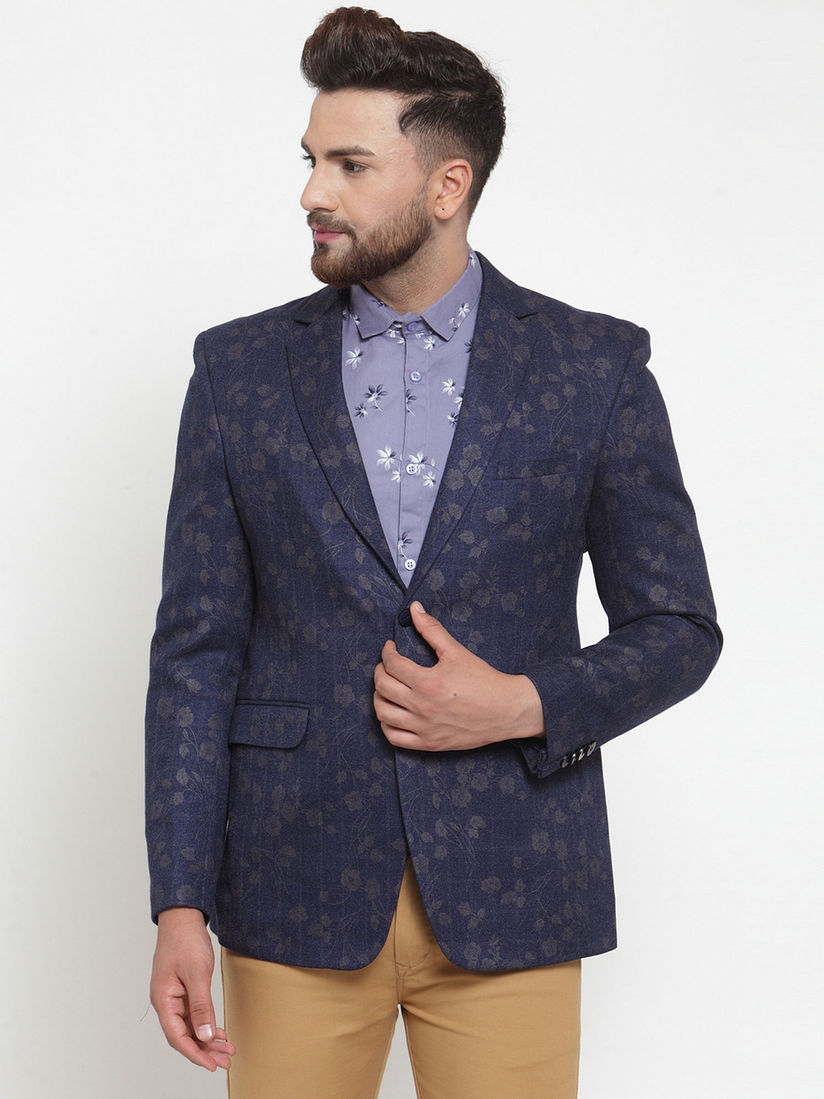 navy blue printed blazer