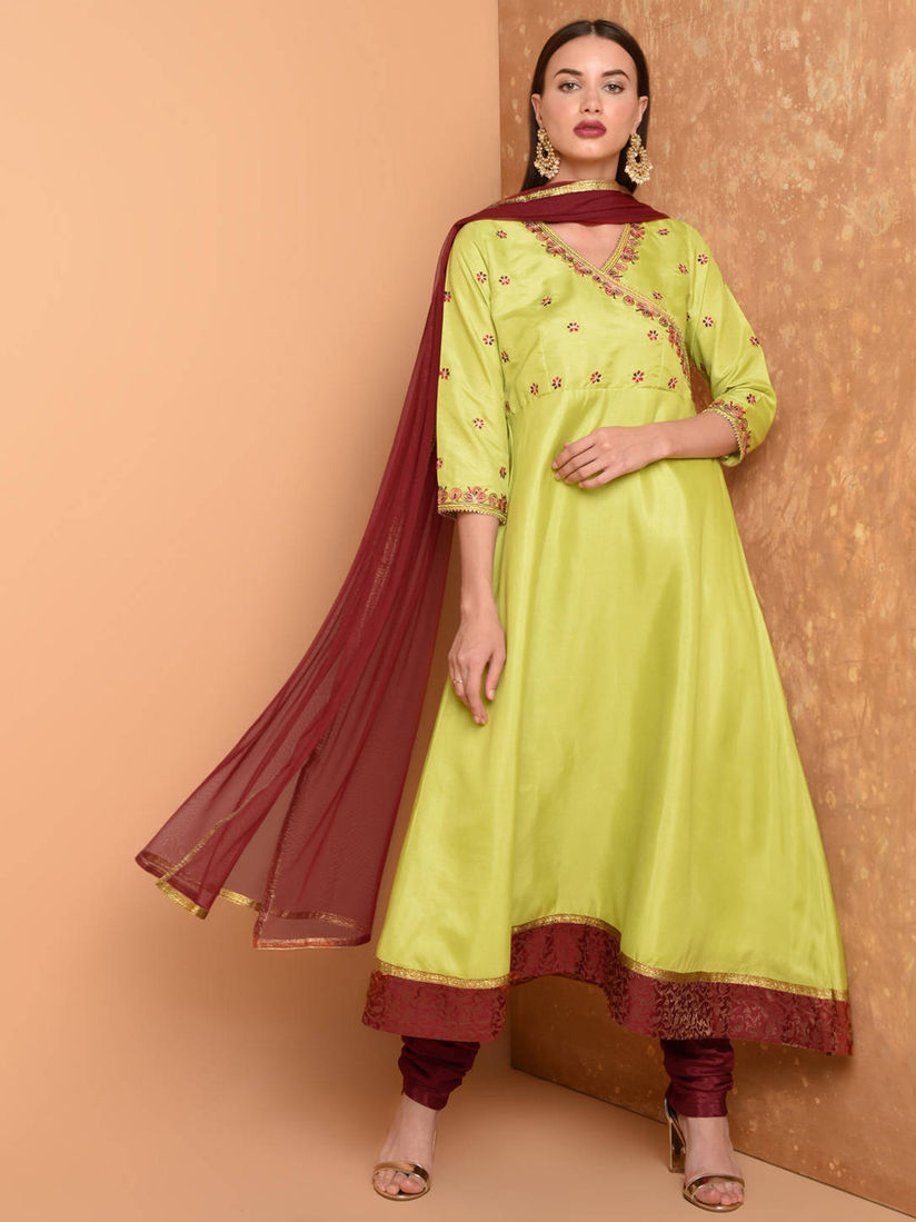 Long churidar with silk dupatta clearance