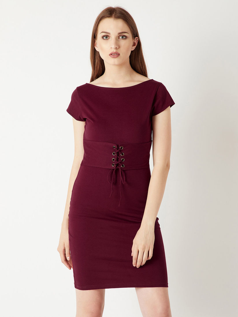 maroon shift dress