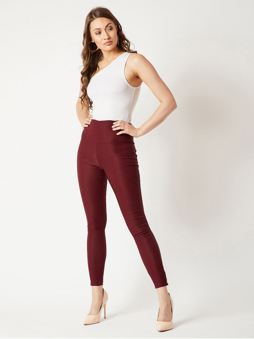 maroon jeggings