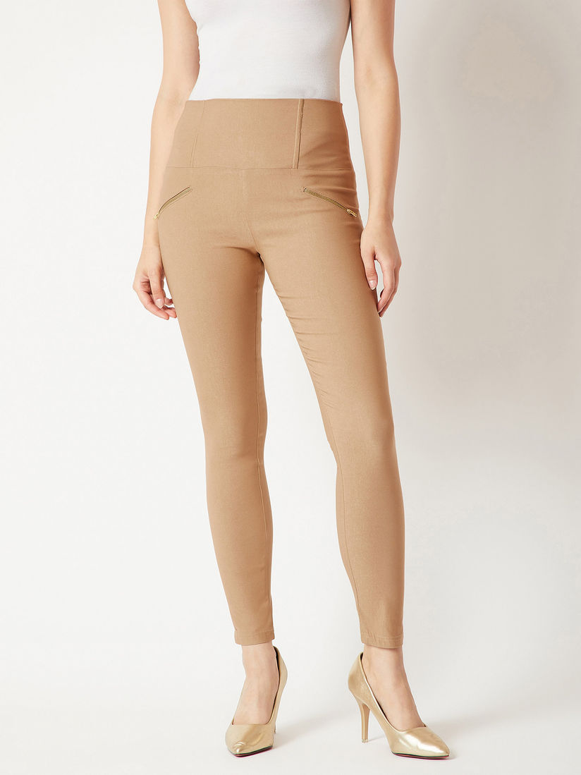 Beige jeggings womens Clearance