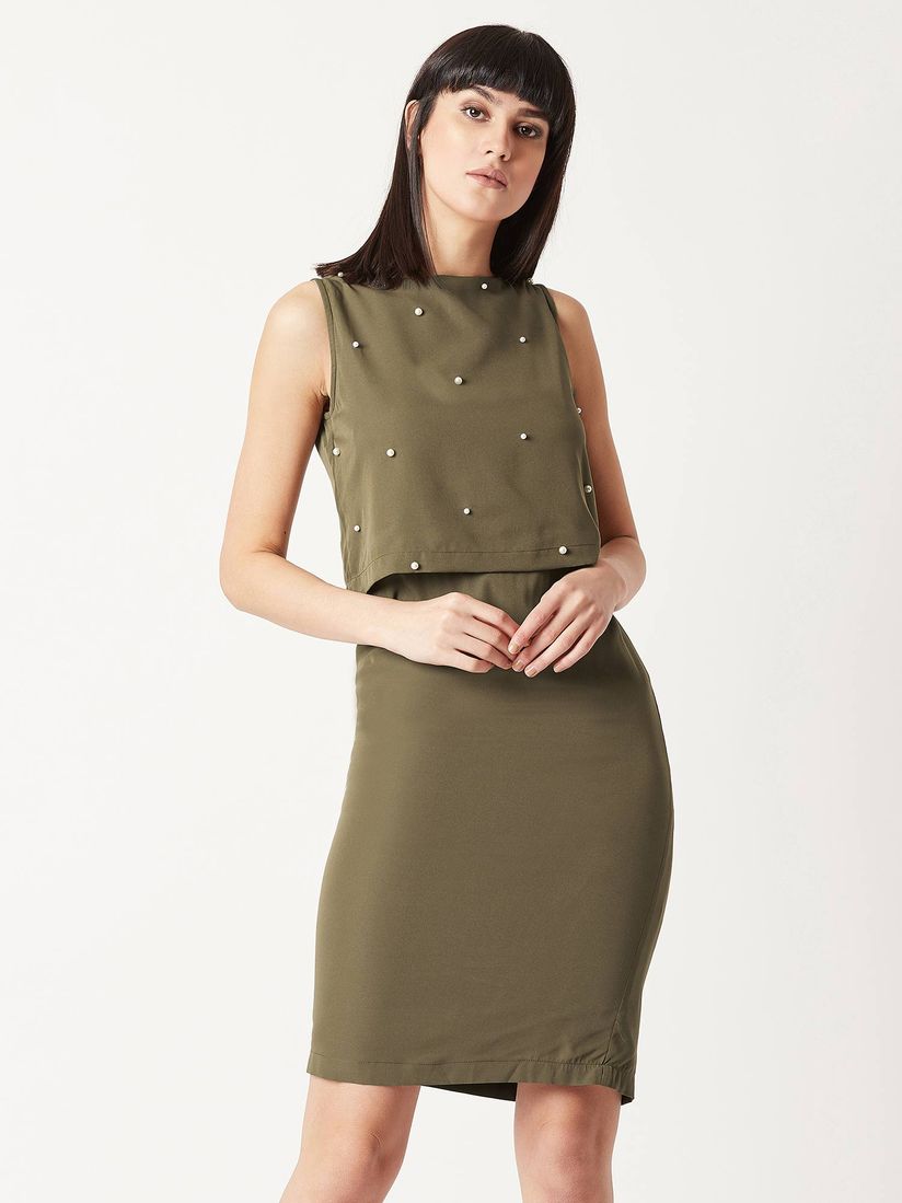 olive green one piece dress