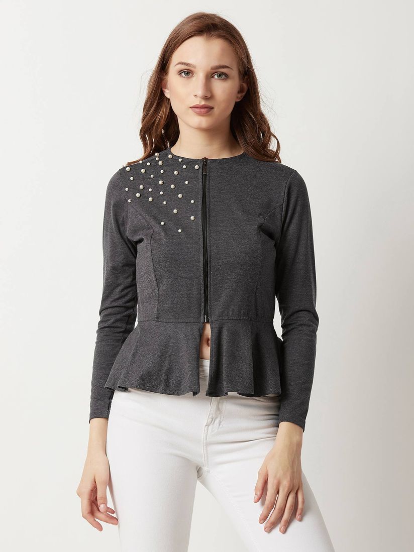 grey peplum jacket