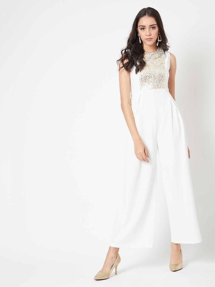 Solid white jumpsuit clearance