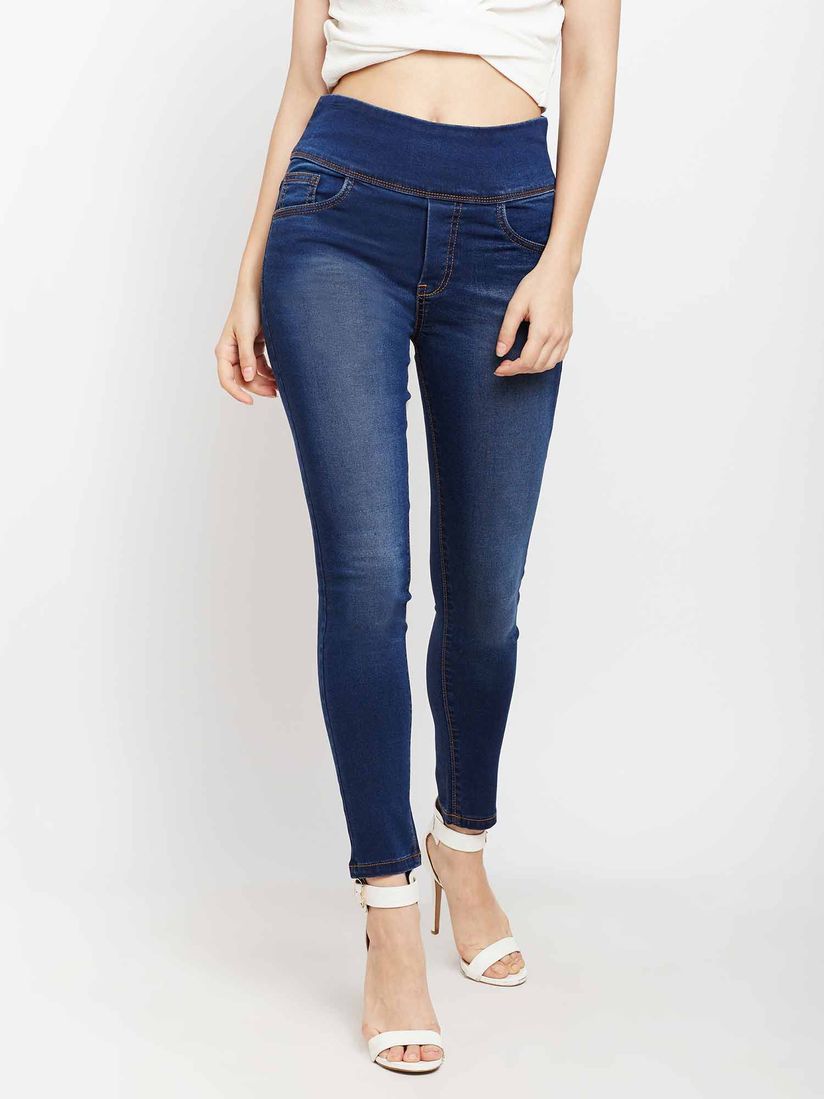 Blue jeggings online clearance