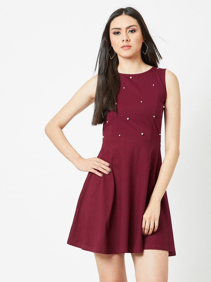 maroon skater dress