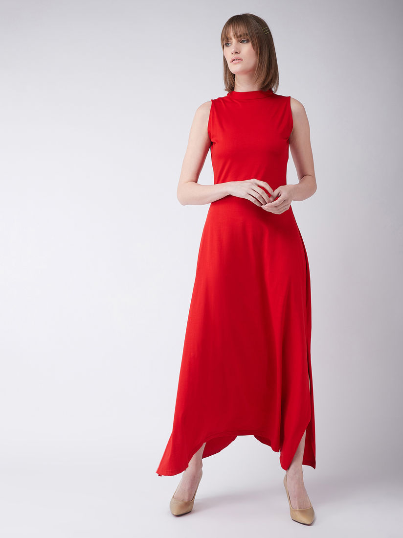 Miss Chase Red Sleeveless Maxi Dress 
