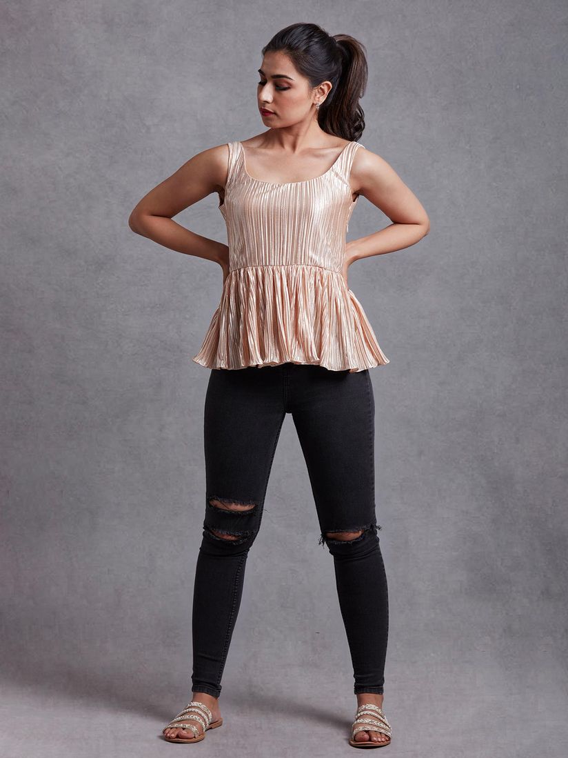 metallic peplum top