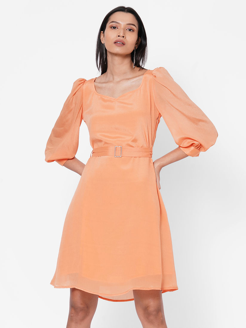 plain peach dress