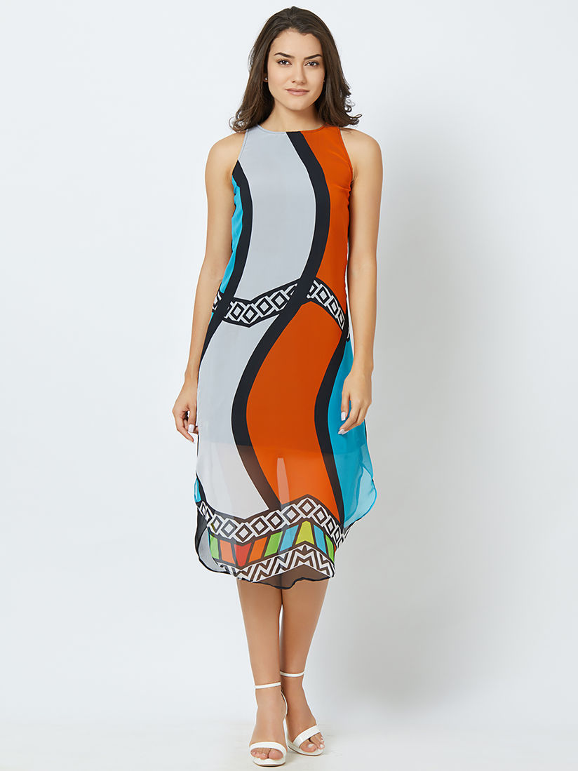 multi colored midi dress