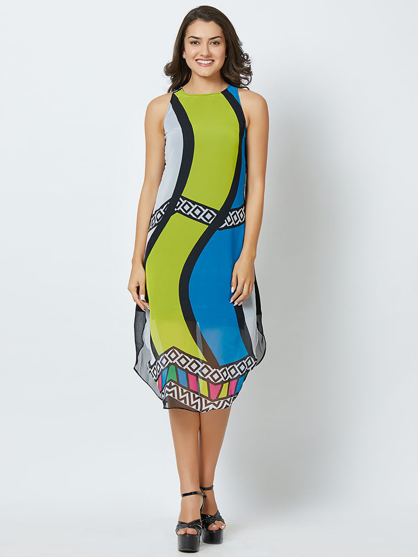 multi colored midi dress