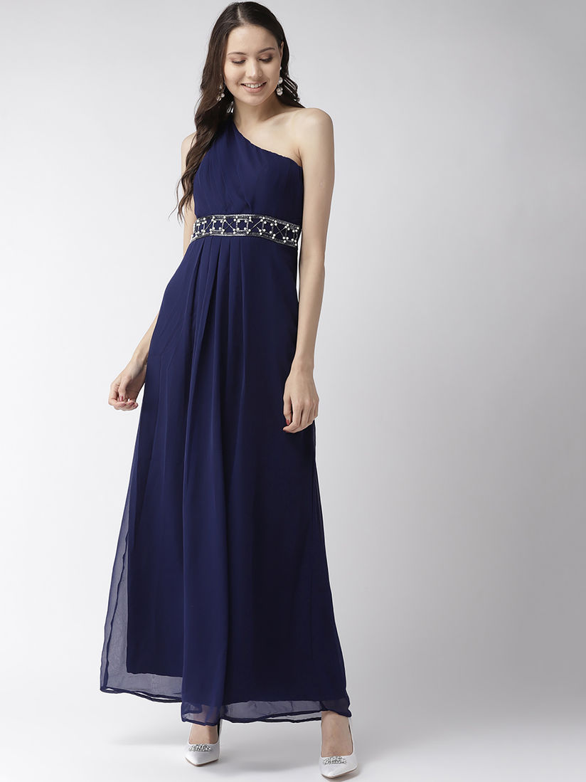 plain blue gown