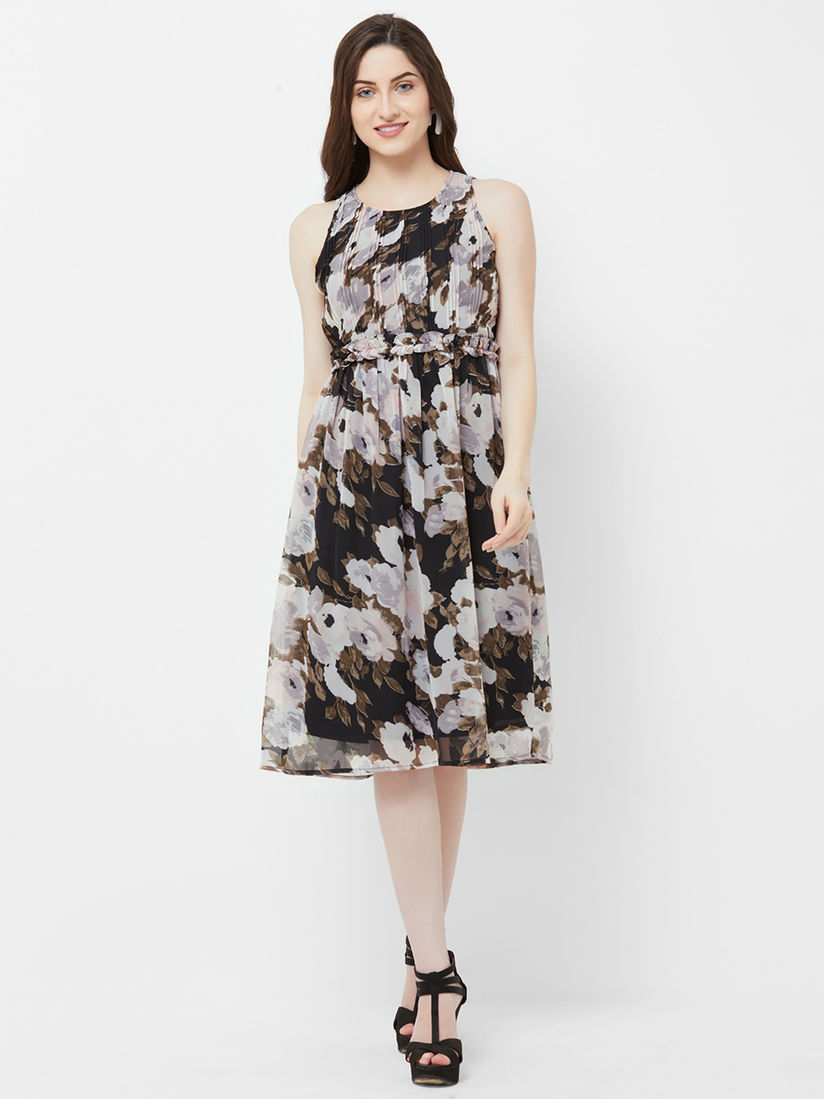 black floral dress sleeveless