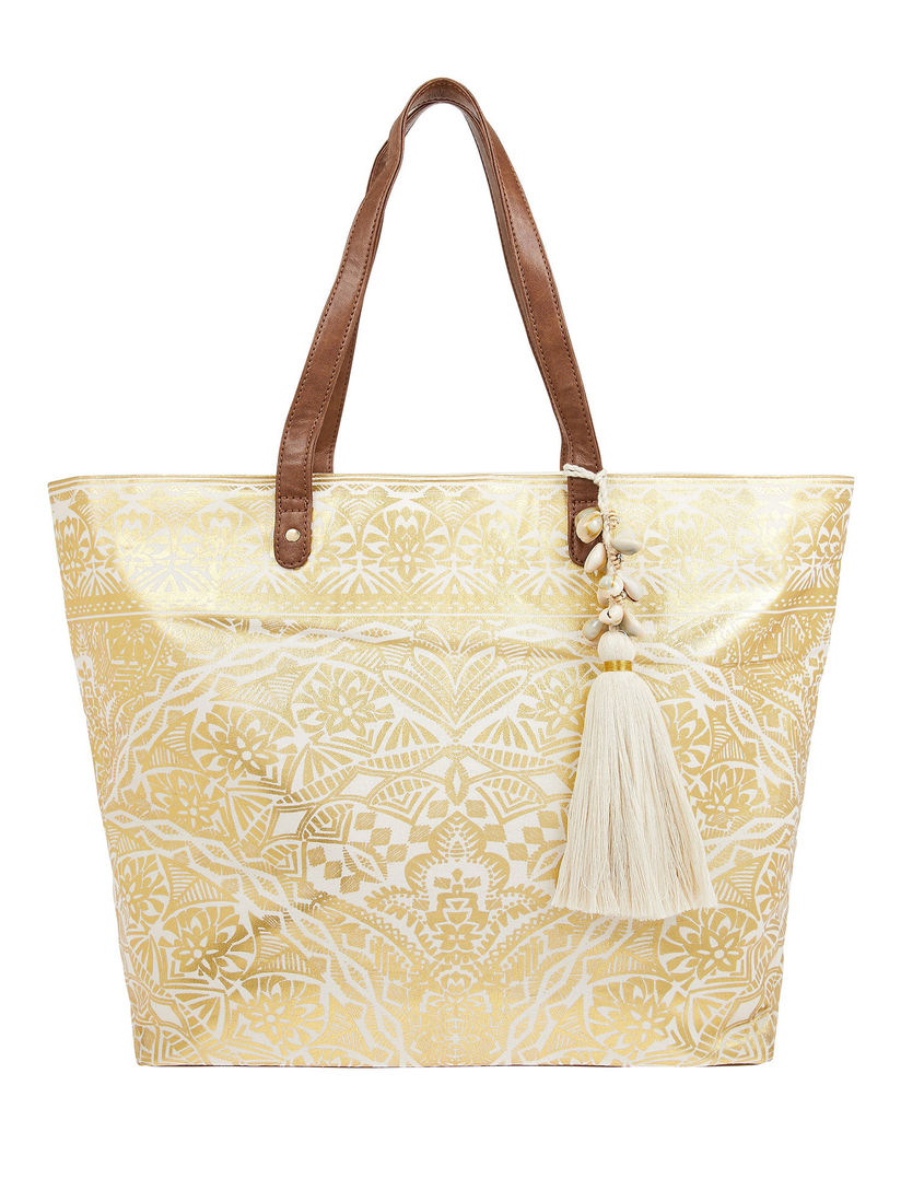 metallic gold tote bag