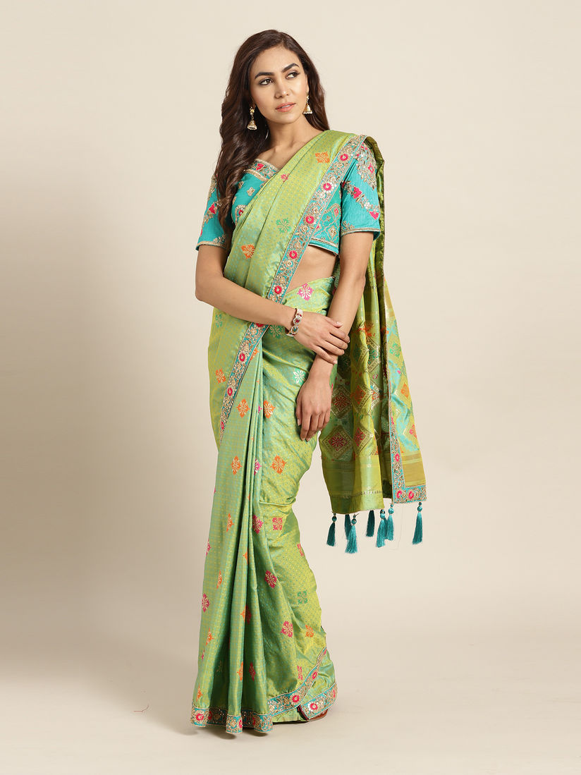 Light Green Bhagalpuri Silk Saree With 