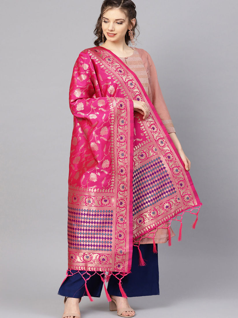 Monjolika Fashion Dupattas Buy Monjolika Fashion Rani Pink Color Woven Banarasi Dupatta Online Nykaa Fashion Shop for indian dupatta online with best price in usa at karmaplace.