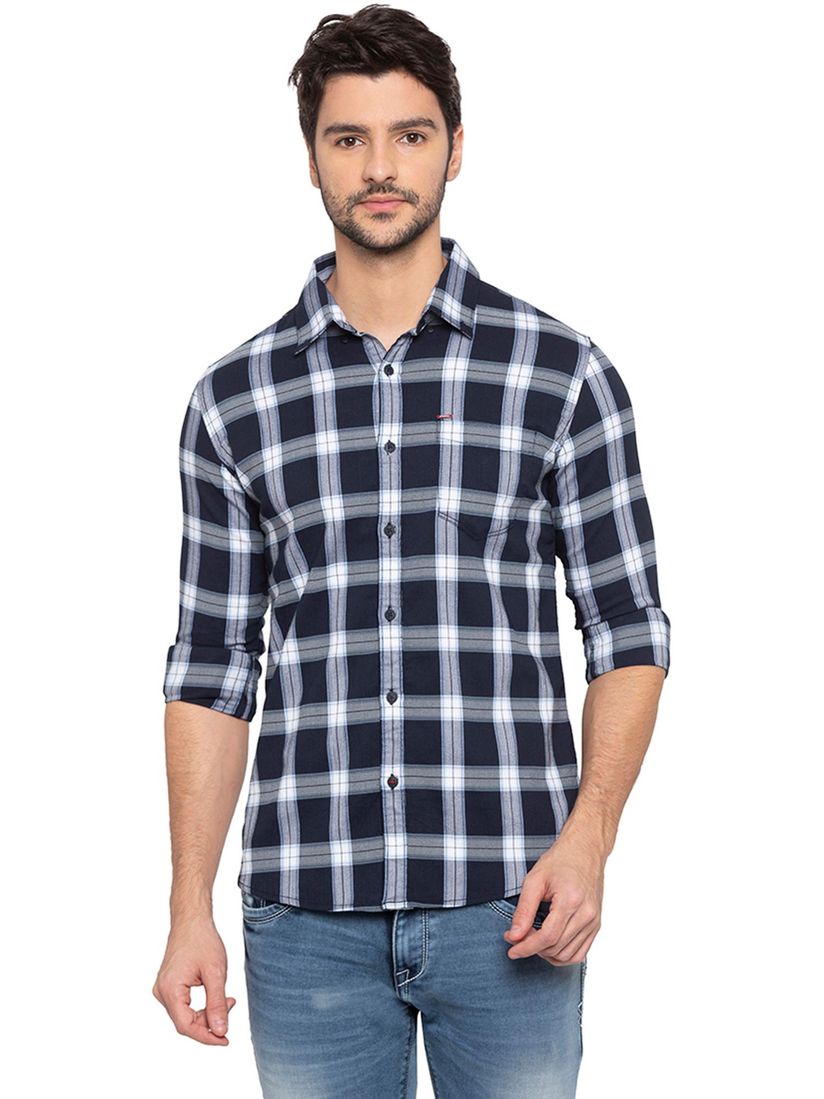 spykar navy blue shirt