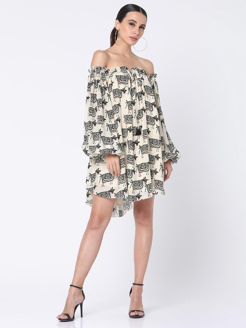 ivory off shoulder dress