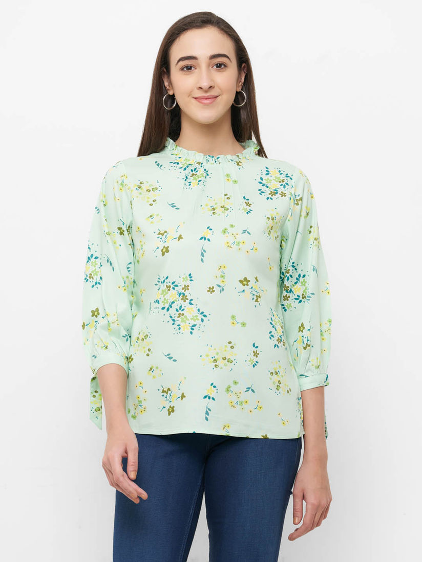 mint green floral top