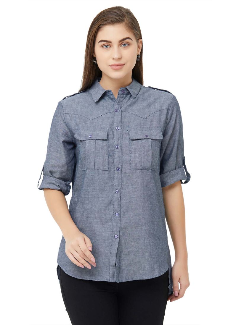 109f Tops Buy 109f Grey High Low Shirt Online Nykaa Fashion
