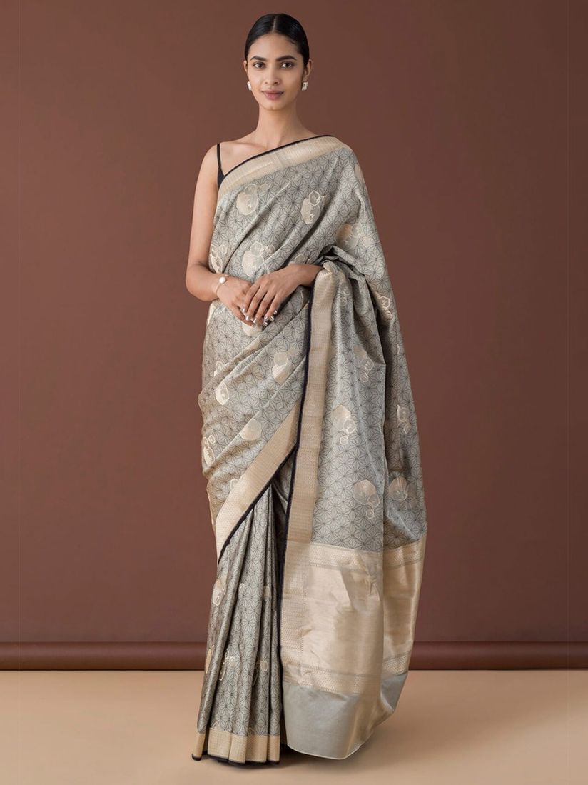 Ekaya Saree Buy Ekaya Grey Tanchoi Silk Saree With Blouse Piece Online Nykaa Fashion Buy ekaya luxury designer lehenga set, saree set, kurta set, anarkali set, jacket lehenga set, kurta pants set online from pernia's pop up shop.