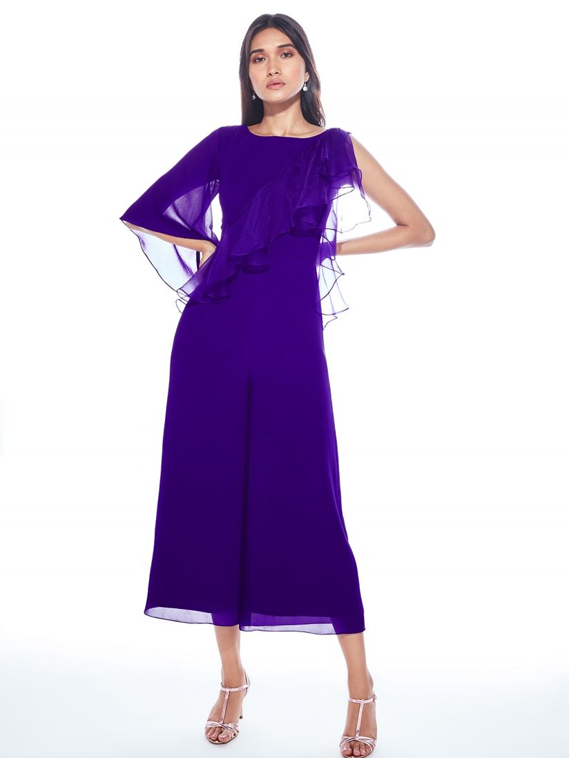 purple jumpsuit with sleeves