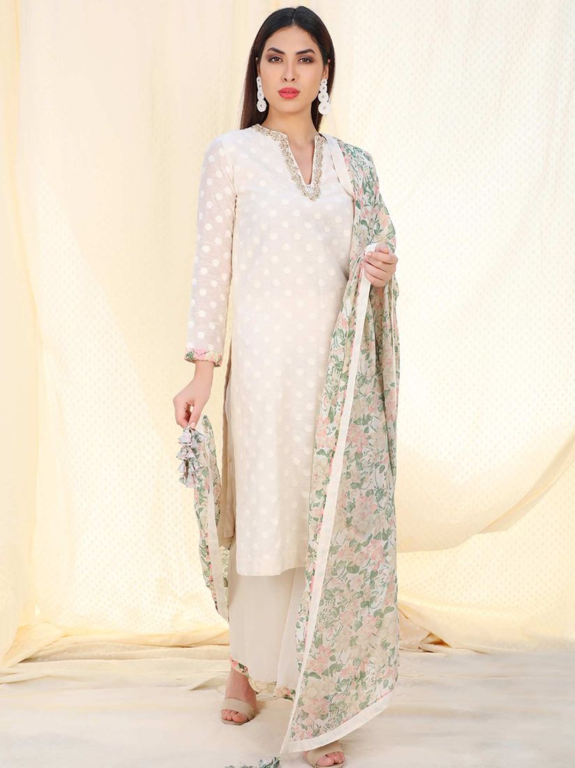 Nikasha Salwar Suits And Sets Buy Nikasha White Embellished Long Sleeves Kurta And Palazzo With Dupatta Set Of 3 Online Nykaa Fashion Nikasha indian designer fashion week ramp collection which includes beautiful sarees, dresses, skirt sets, kurtas, assyemtrical tunic, lehengas, blouses, dhoti pants, tops,midi dresses.