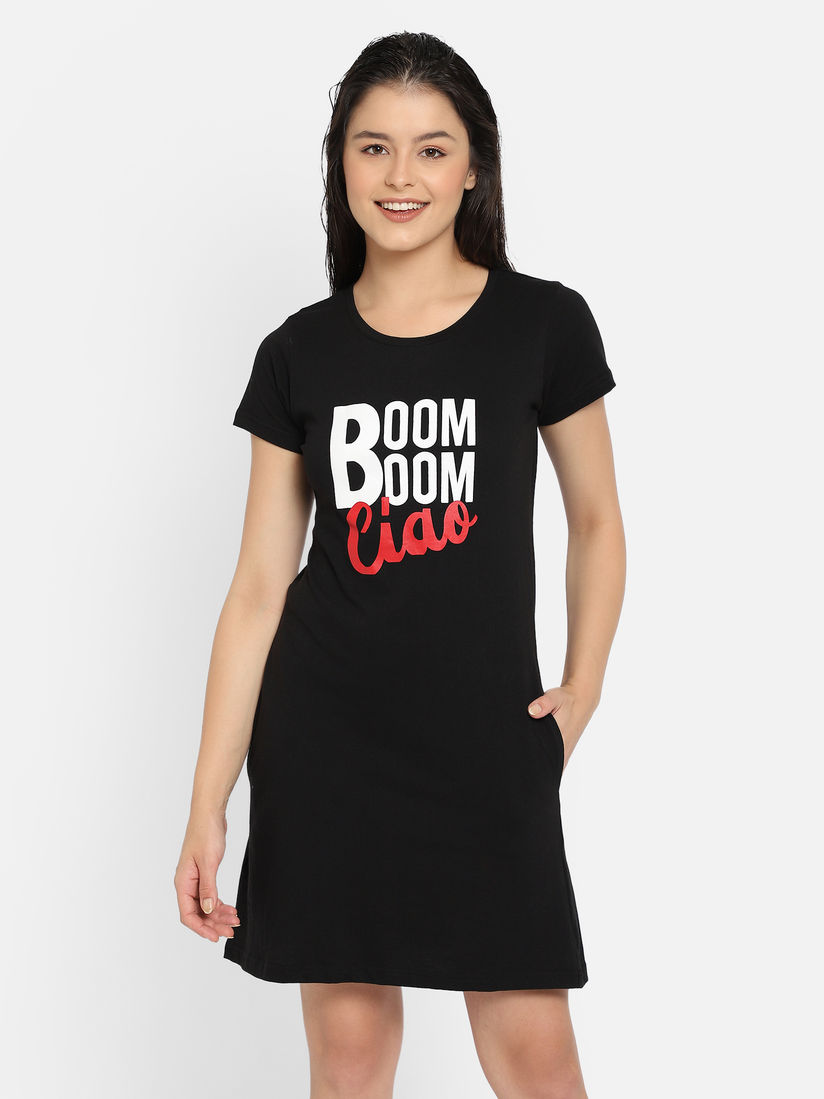 black short night dress