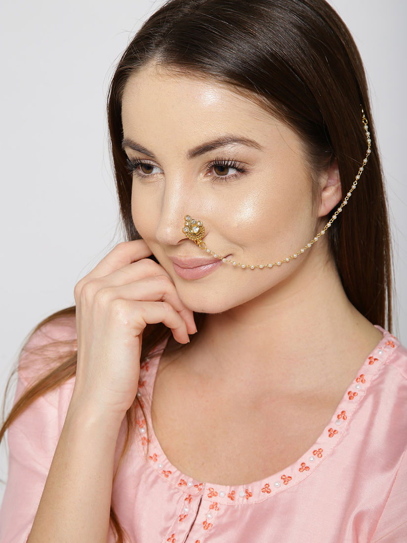 Priyaasi Nose Rings And Nath Buy Priyaasi Gold Plated Kundan