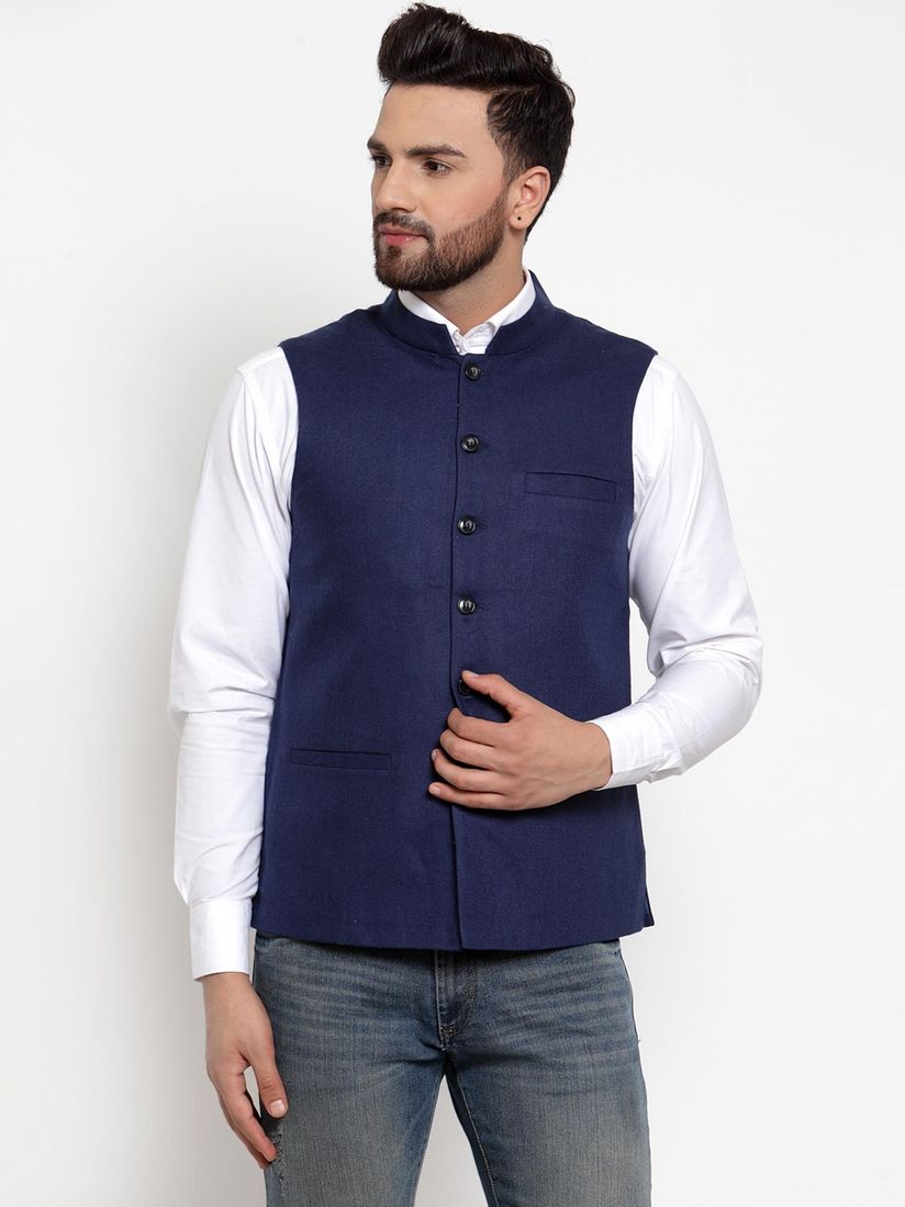 denim nehru jacket