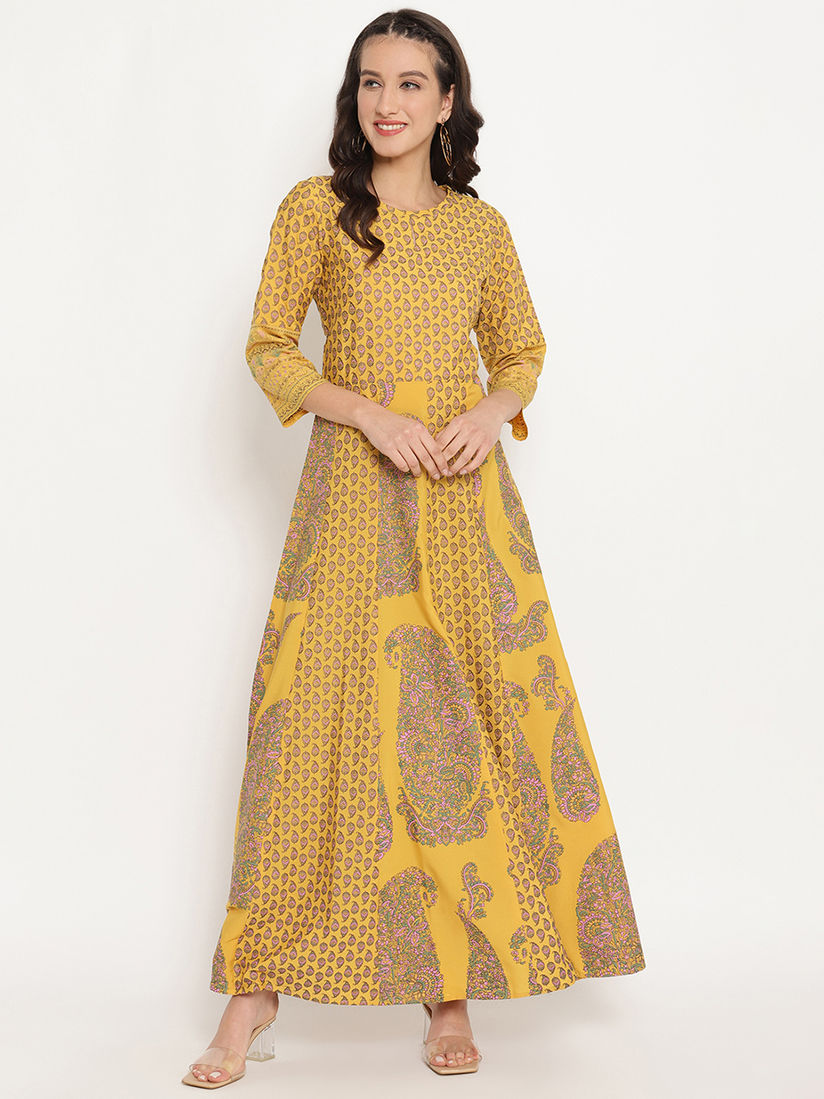 Yellow dress ethnic clearance